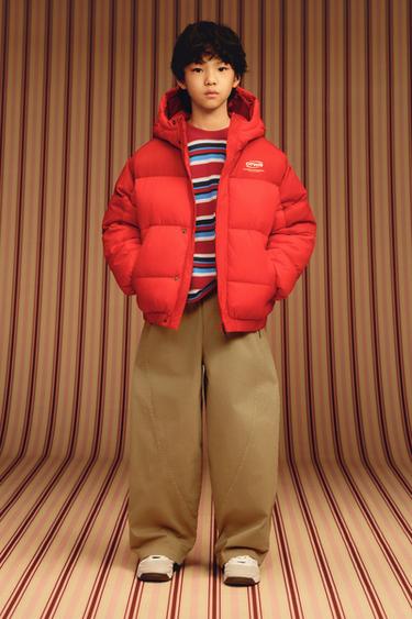 TEXT PRINT PUFFER COAT - Red by Zara