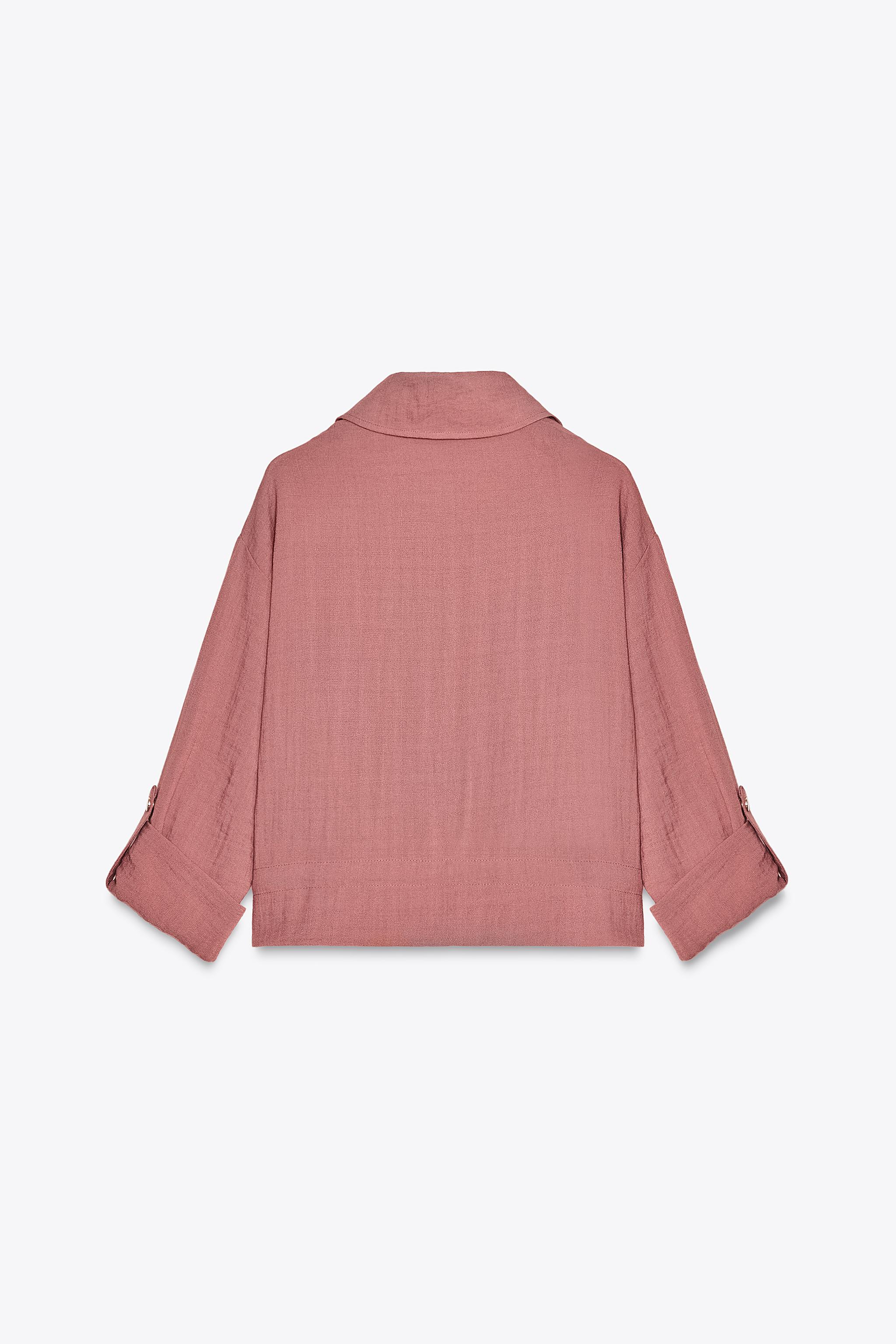 ゆか BELTED SLEEVE CROPPED JACKET - MARSALA | ZARA United States