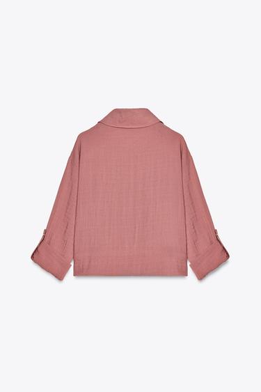 CROPPED JACKET WITH TABS - MARSALA by Zara - Image 7