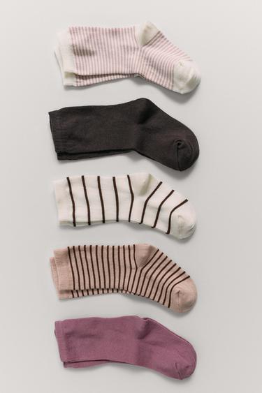 Zara FIVE-PACK OF STRIPED KNEE SOCKS - Pink