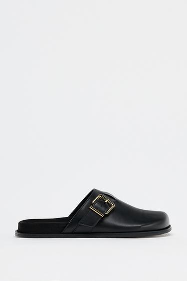 CLOGS WITH METAL BUCKLE - Black by Zara