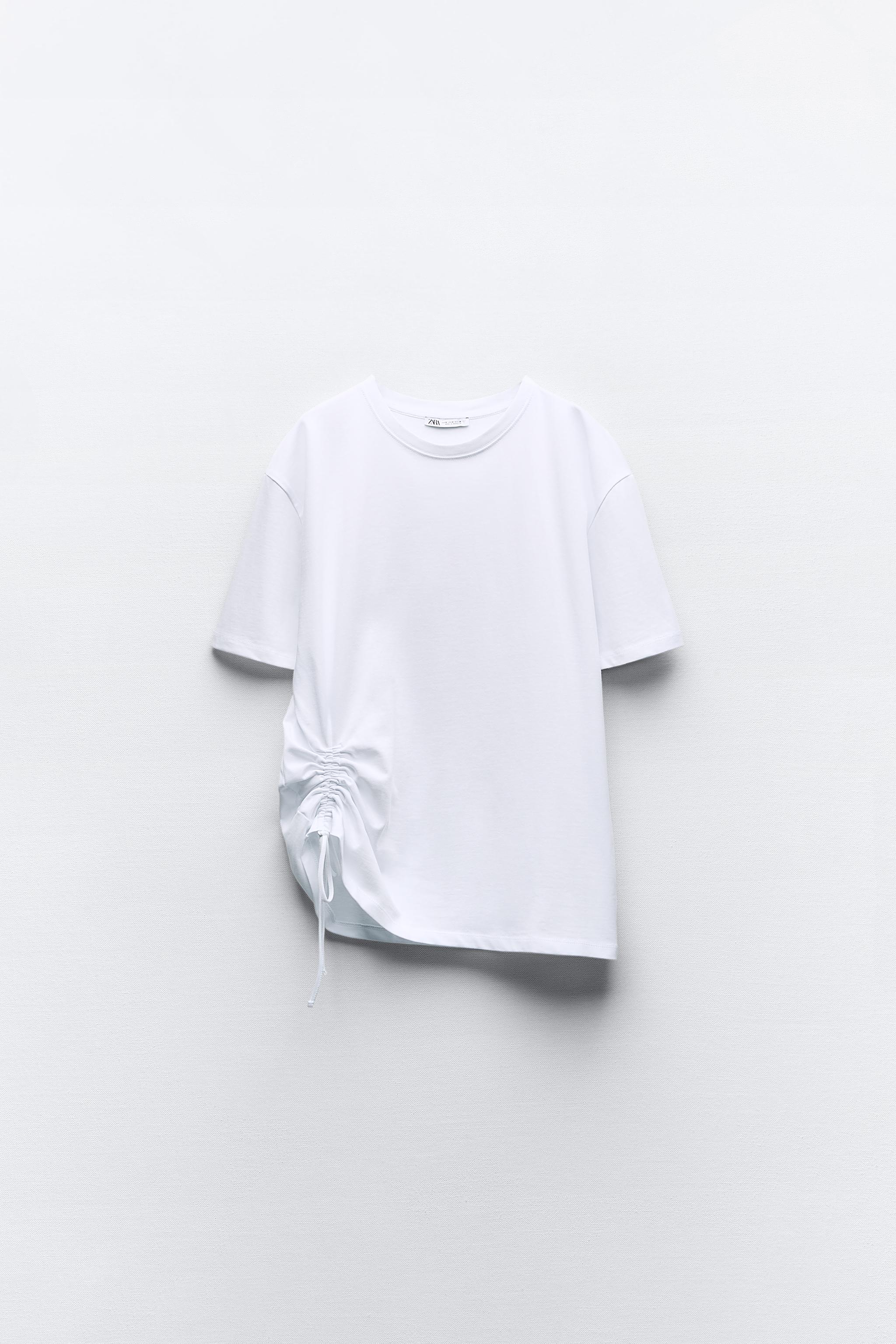 2023特集 ZARA(ザラ) 新品＊ZARA ギャザーTシャツ ホワイト S 今期 