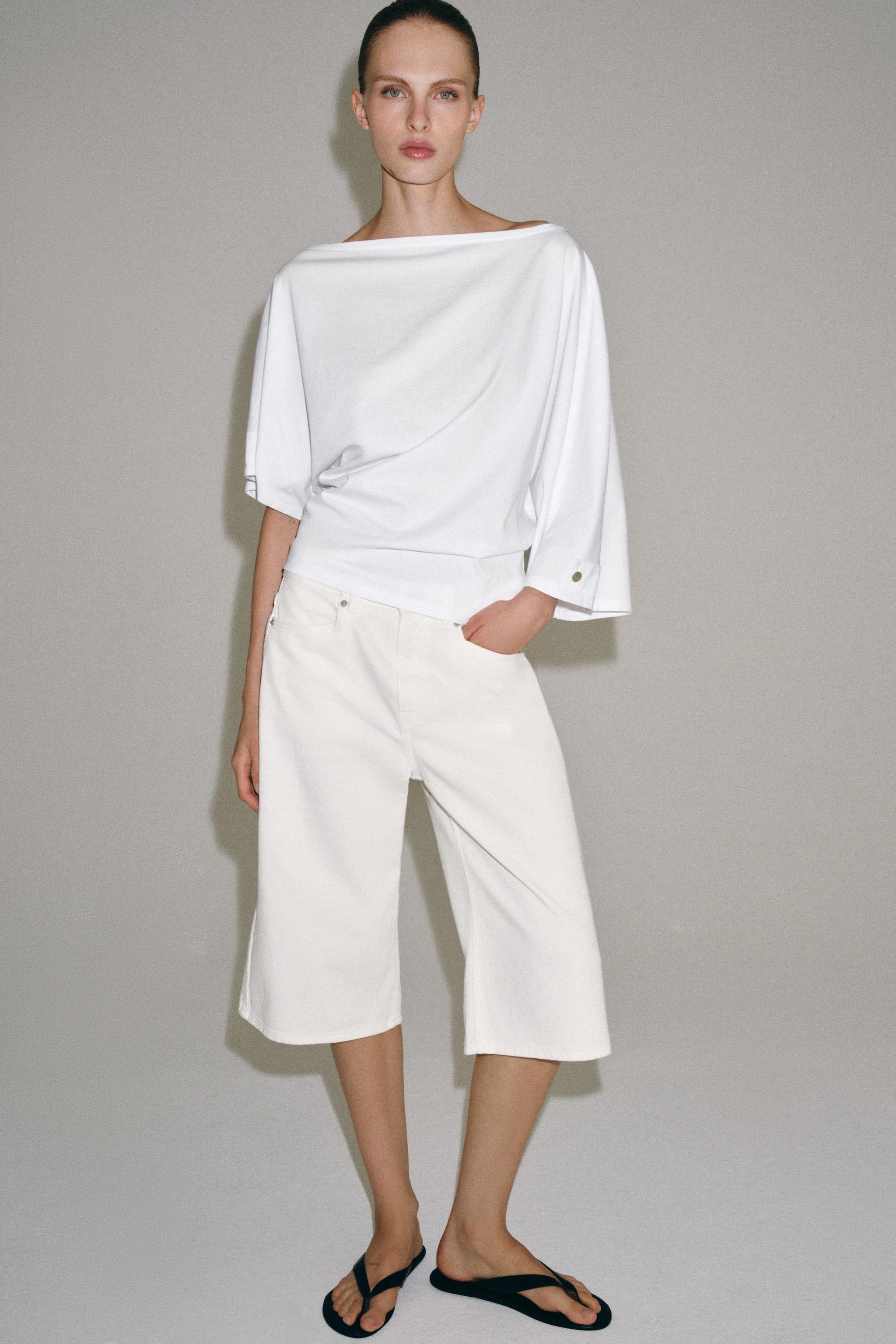 Zara ASİMETRİK DÜĞMELİ T-SHIRT görsel 5
