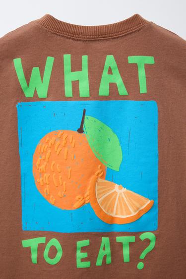T-SHIRT IMPRIMÉ FRUITS - Marron clair de Zara - Image 3