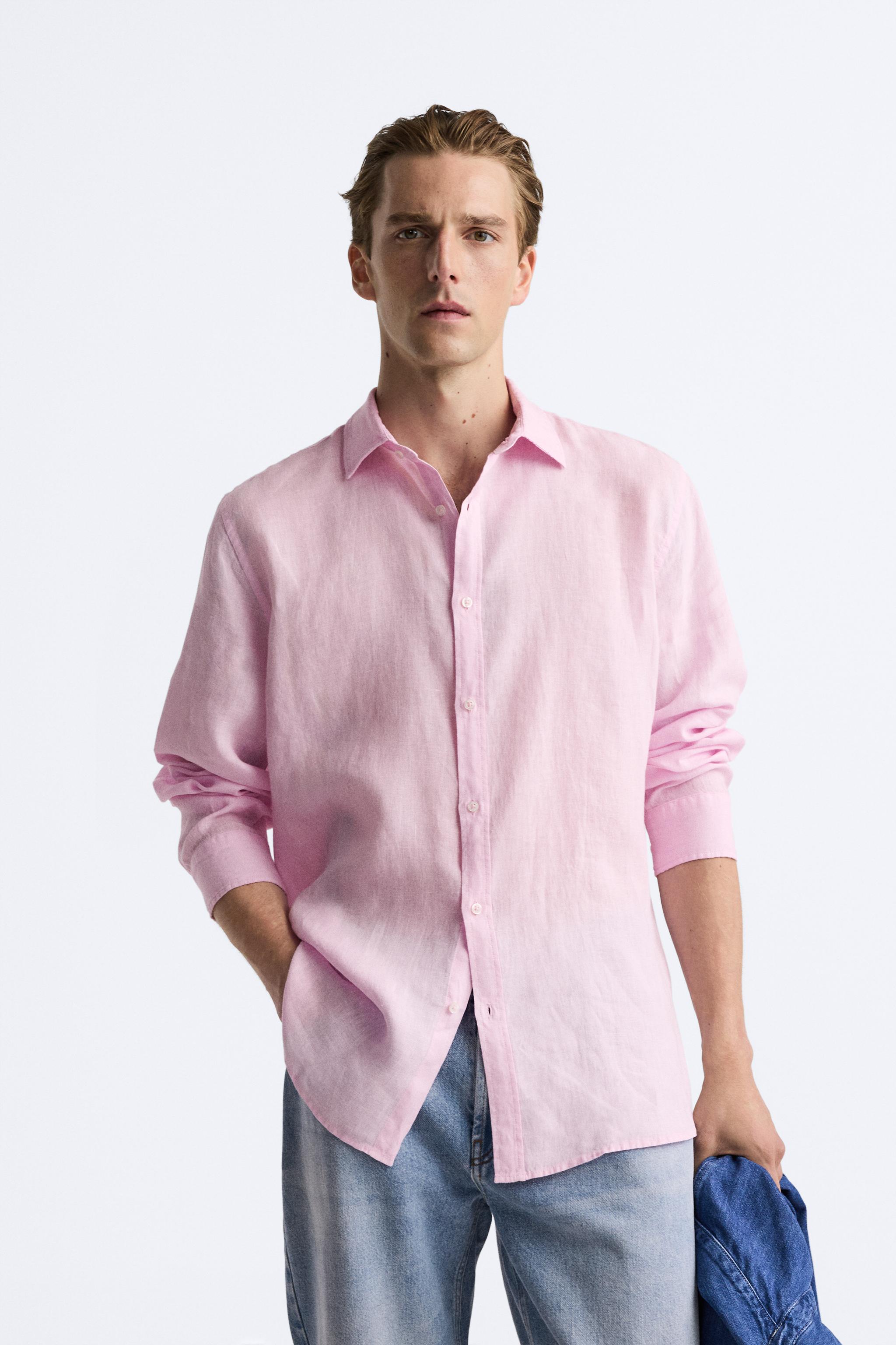 100% LINEN SHIRT - Pink | ZARA United States