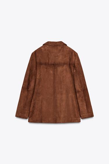 BLAZER OVERSIZE DAIM 100 % ZW COLLECTION LIMITED EDITION - Marron clair de Zara - Image 7