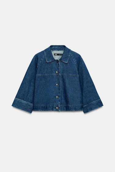 Zara CAPE DENIM JACKET - Blue