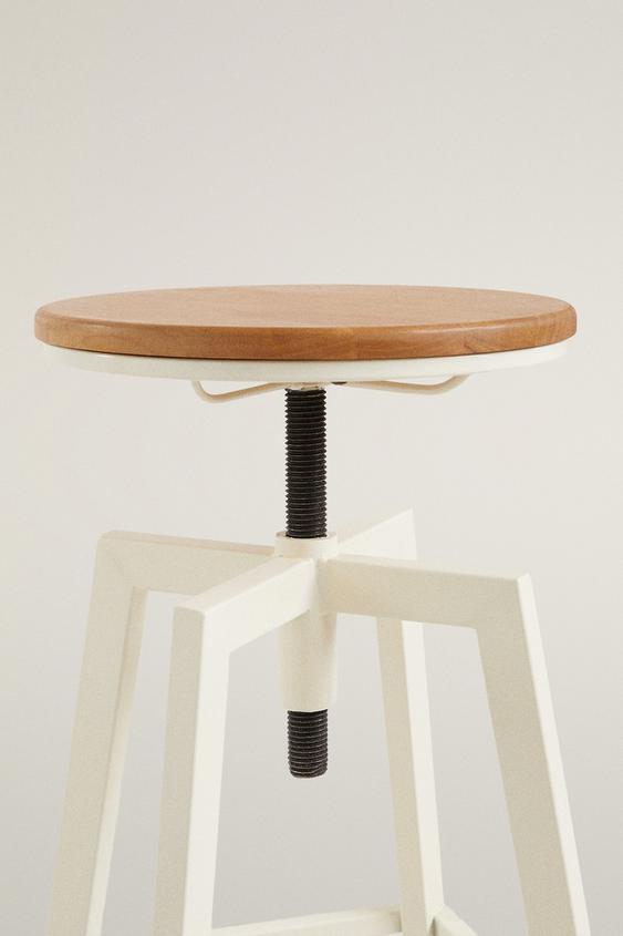 TABOURET HAUT PIVOTANT BOIS ET MÉTAL - Crème de Zara - Image 3