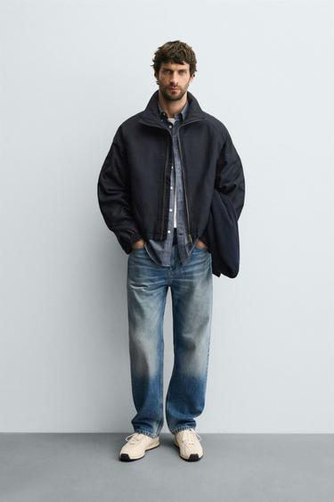 CROPPED FIT QUILTED JACKET - Blue by Zara