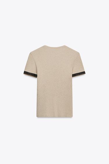 T-SHIRT FIL MÉTALLISÉ TRICOT - Doré de Zara - Image 6