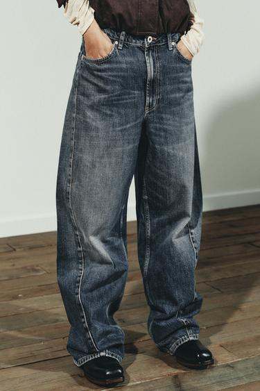 JEANS TRF BAGGY BARREL TIRO MEDIO - Azul de Zara
