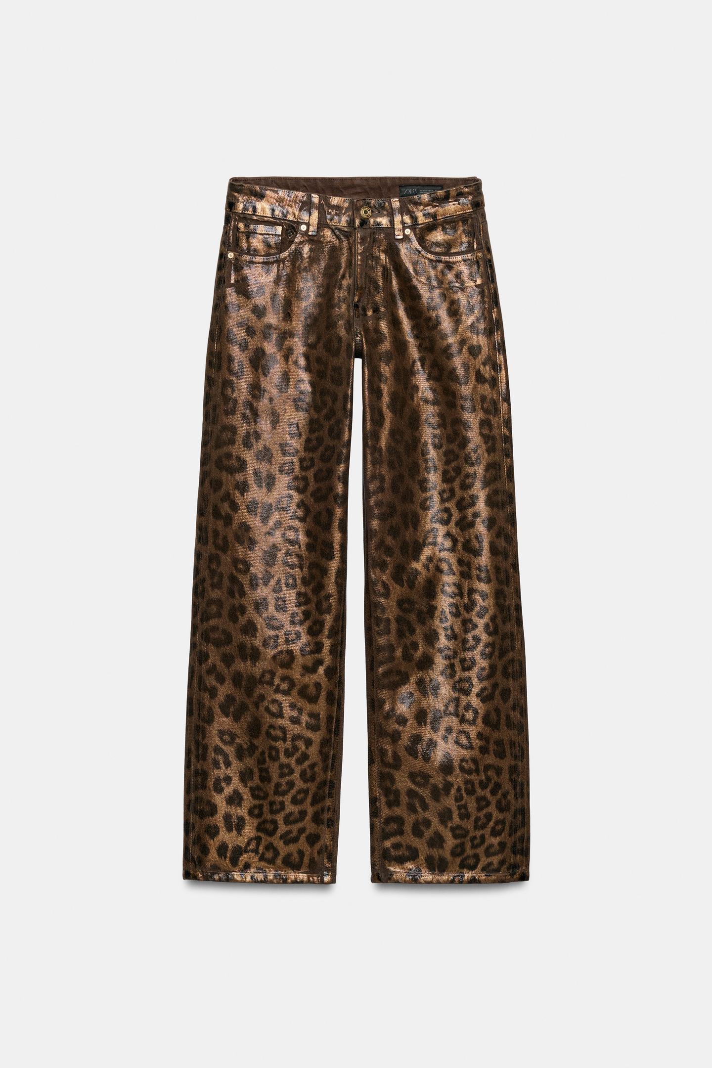 Женские джинсы Zara Z1975 Mid-Rise Straight-Leg Animal-Print, цвет: Леопардовый — фото 6