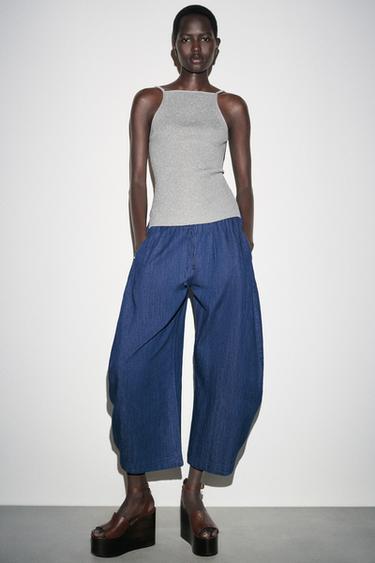 TOP DE TRICÔ HALTER COM FIO METALIZADO - Prata da Zara