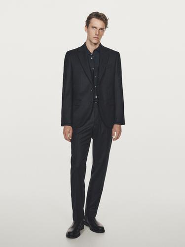 Zara American wool blend flannel suit - Navy blue