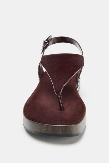 SANDALES  CLOUTÉES EN CUIR - Bordeaux de Zara - Image 4