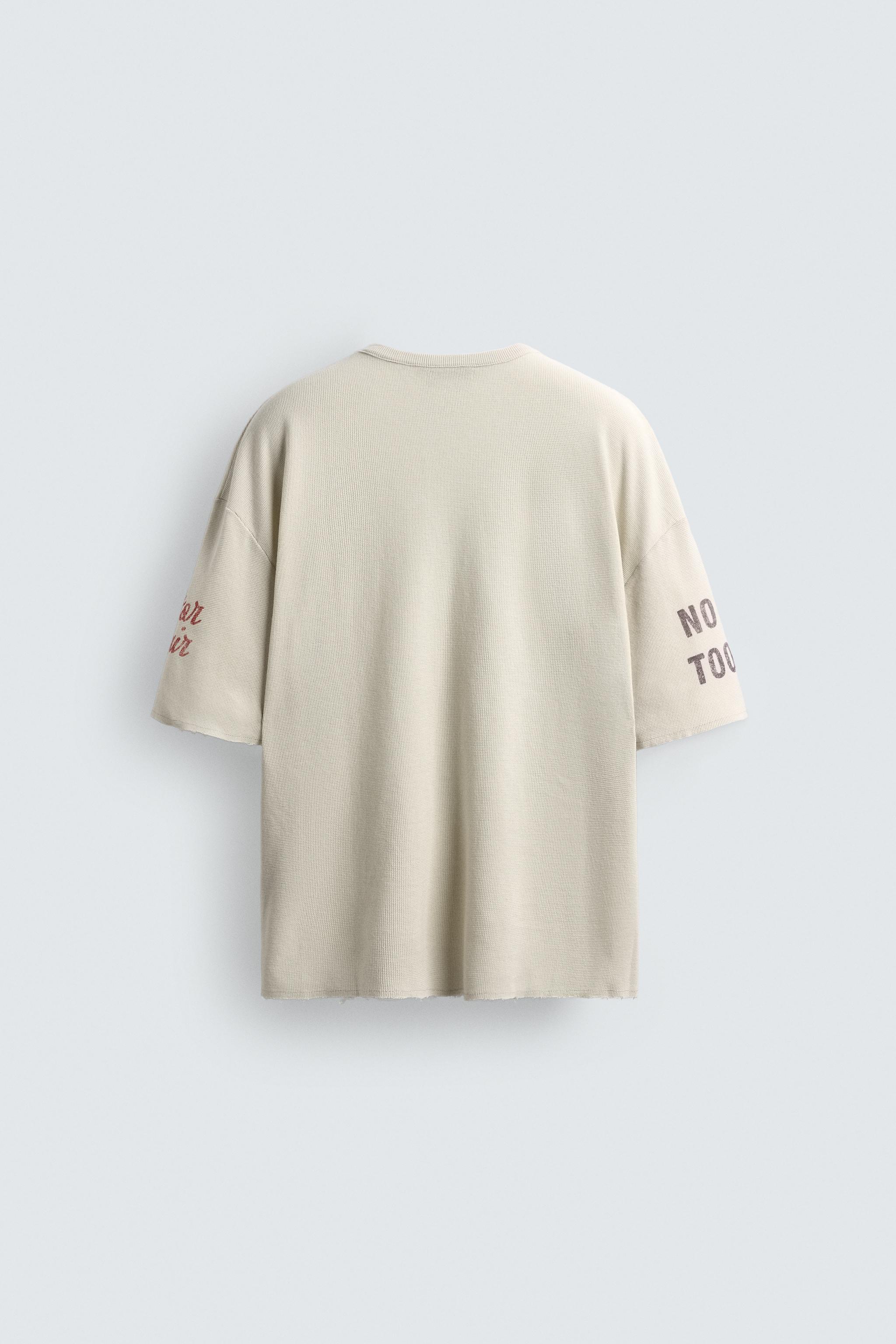 WASHED PRINT KNIT T-SHIRT - Mid-ecru | ZARA United States