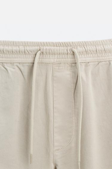 PANTALON DÉLAVÉ AVEC TAILLE JOGGING - Marron clair de Zara - Image 6