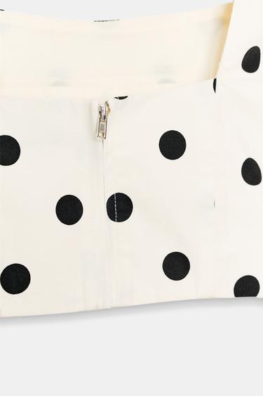 POLKA DOT CROP TOP - Ecru / Black by Zara - Image 4