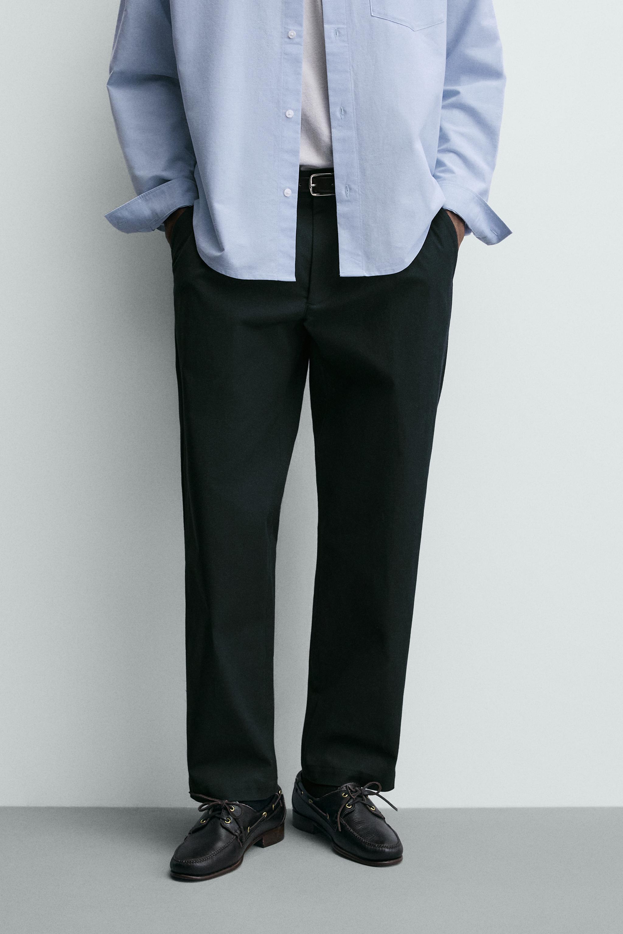 PLEATED TEXTURED PANTS — Gray
