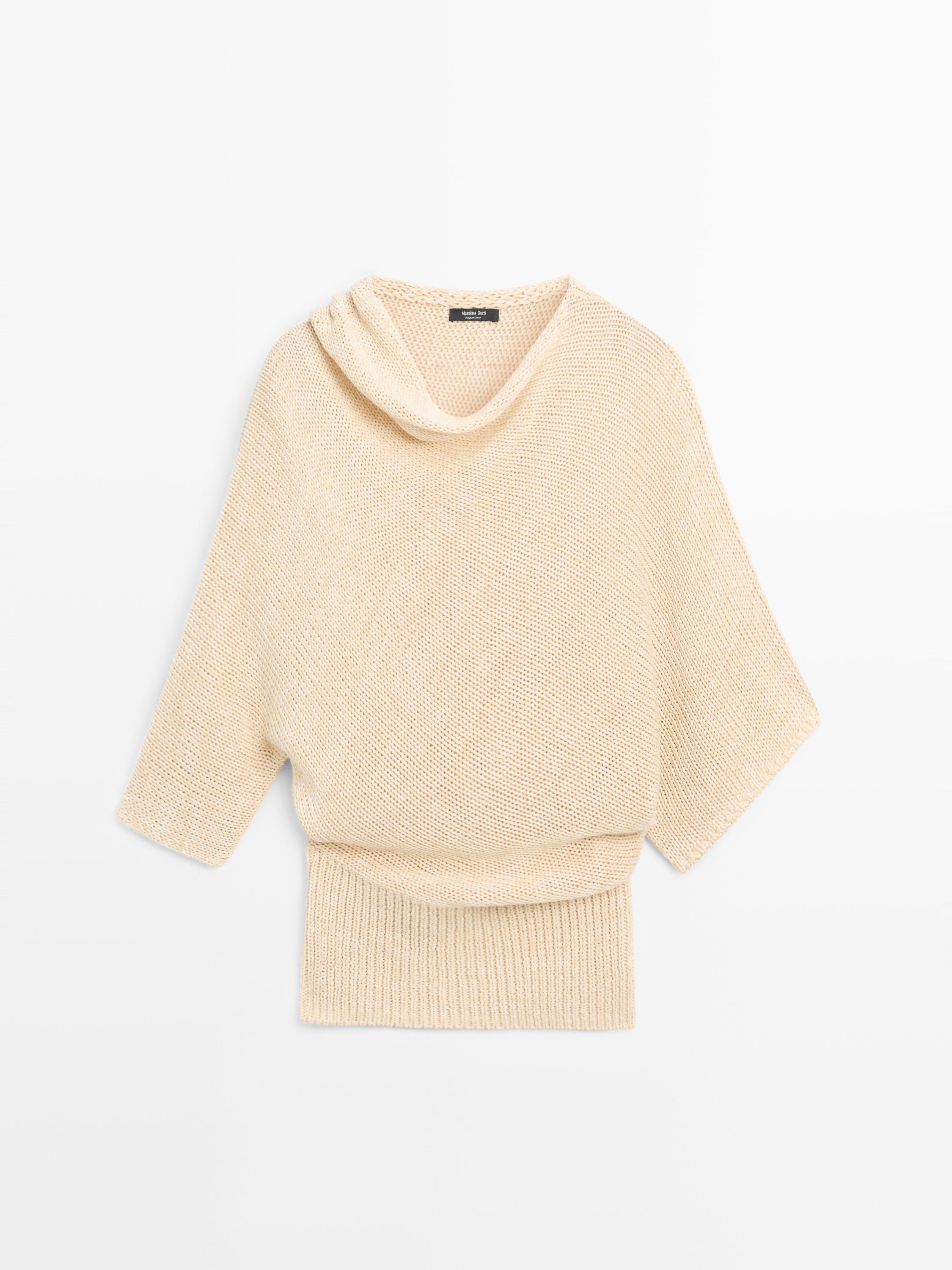 Pull oversize asymétrique en coton et lin
