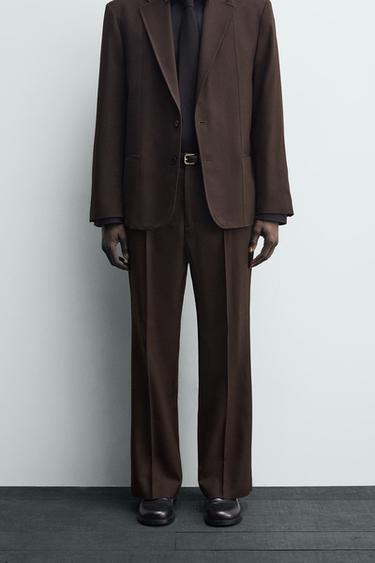 FLARE FIT-BUKSER MED ULD - Brun fra Zara