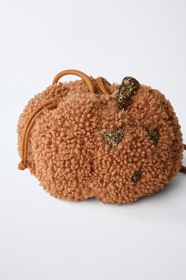 FAUX SHEARLING PUMPKIN CROSSBODY BAG - Orange by Zara - Image 2
