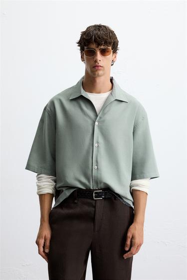 CHEMISE FLUIDE COUPE DÉCONTRACTÉE - Vert / Bleu de Zara - Image 1