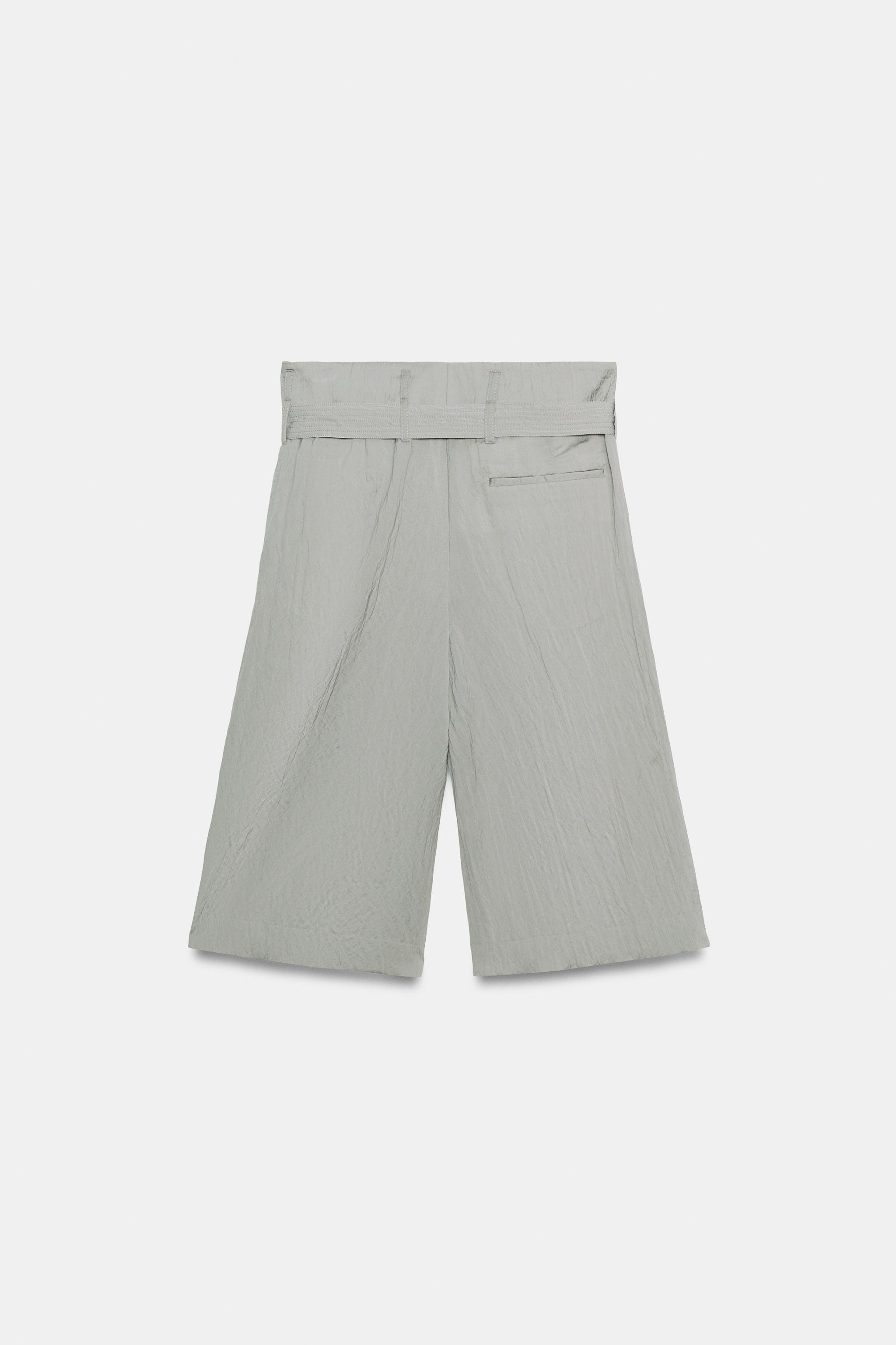 Женские шорты Zara ZW COLLECTION BELTED PLEATED BERMUDA SHORTS — фото 6