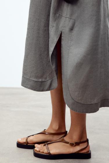 STRAPPY PLATFORM SANDALS - Brown by Zara - Image 2
