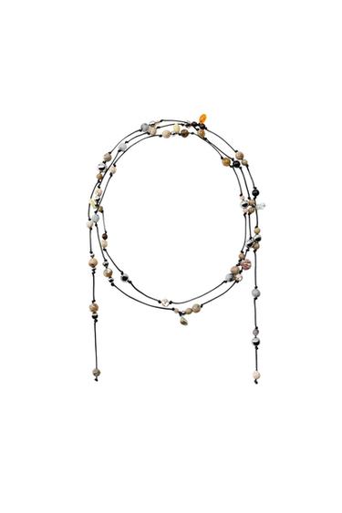 Zara MULTIPOSITION BEADED CORD NECKLACE - Black - Image 0