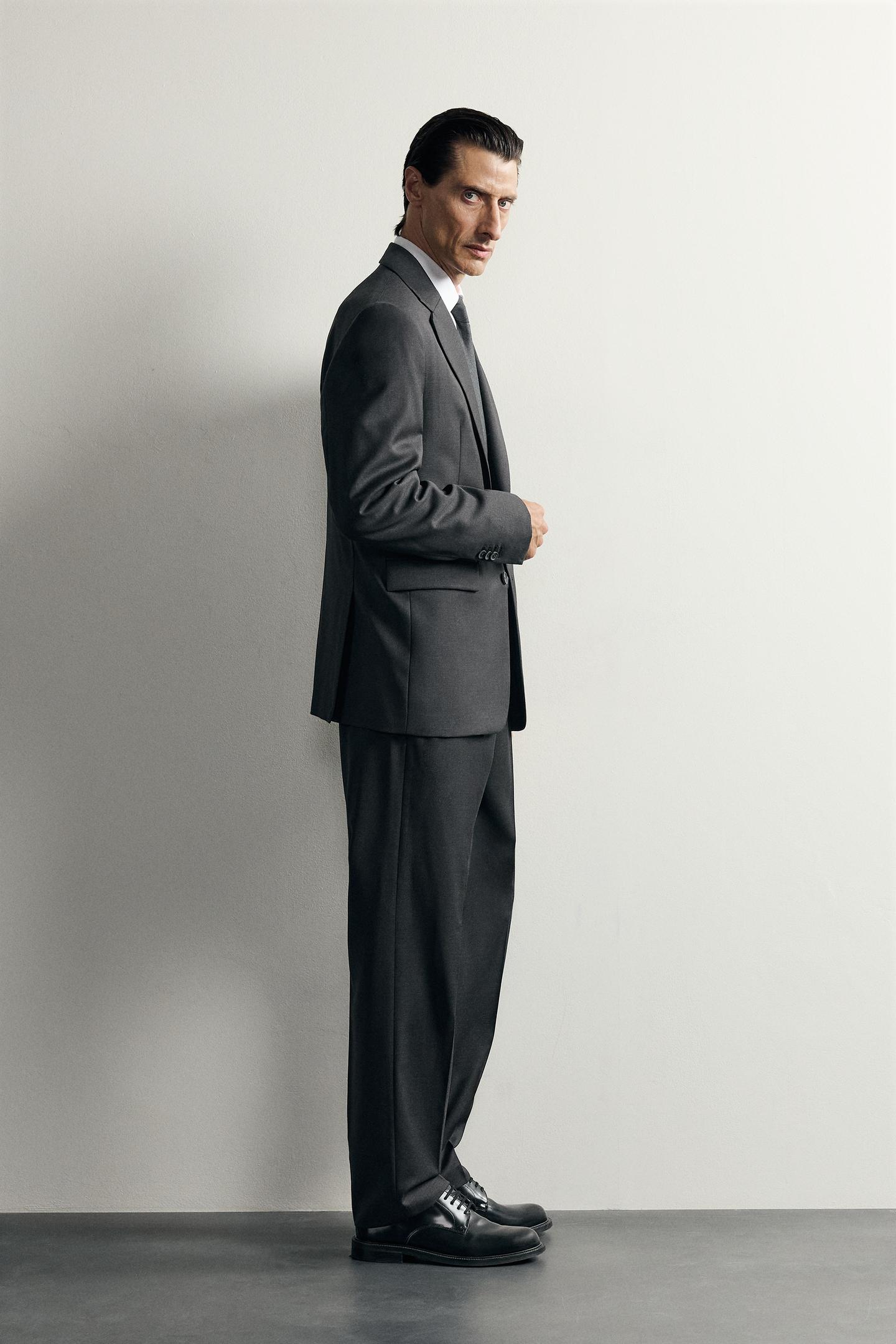 Мужские брюки Zara 100% Wool Suit, цвет: Антрацитовый серый — фото 4