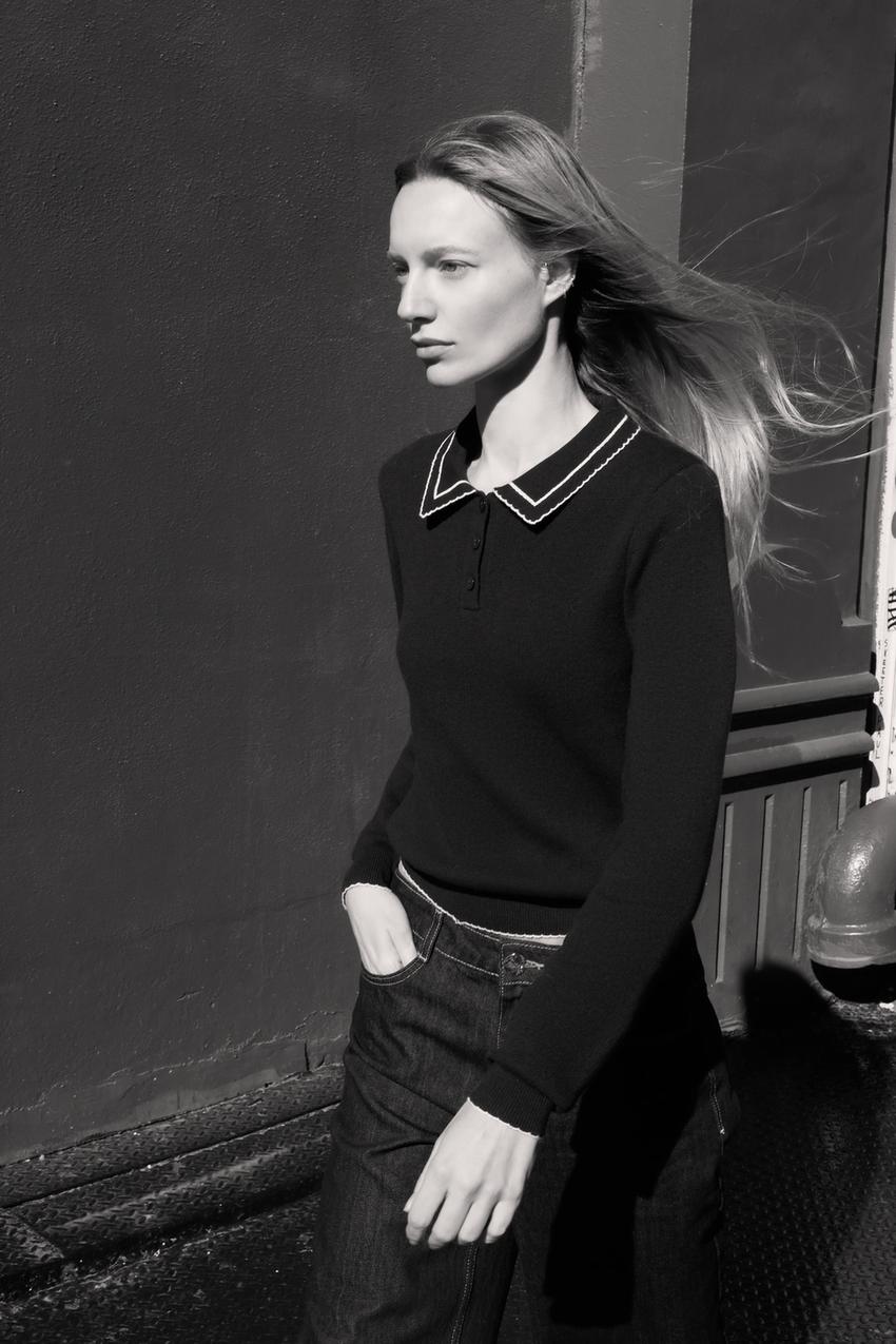 CONTRAST PIPING KNIT POLO SHIRT