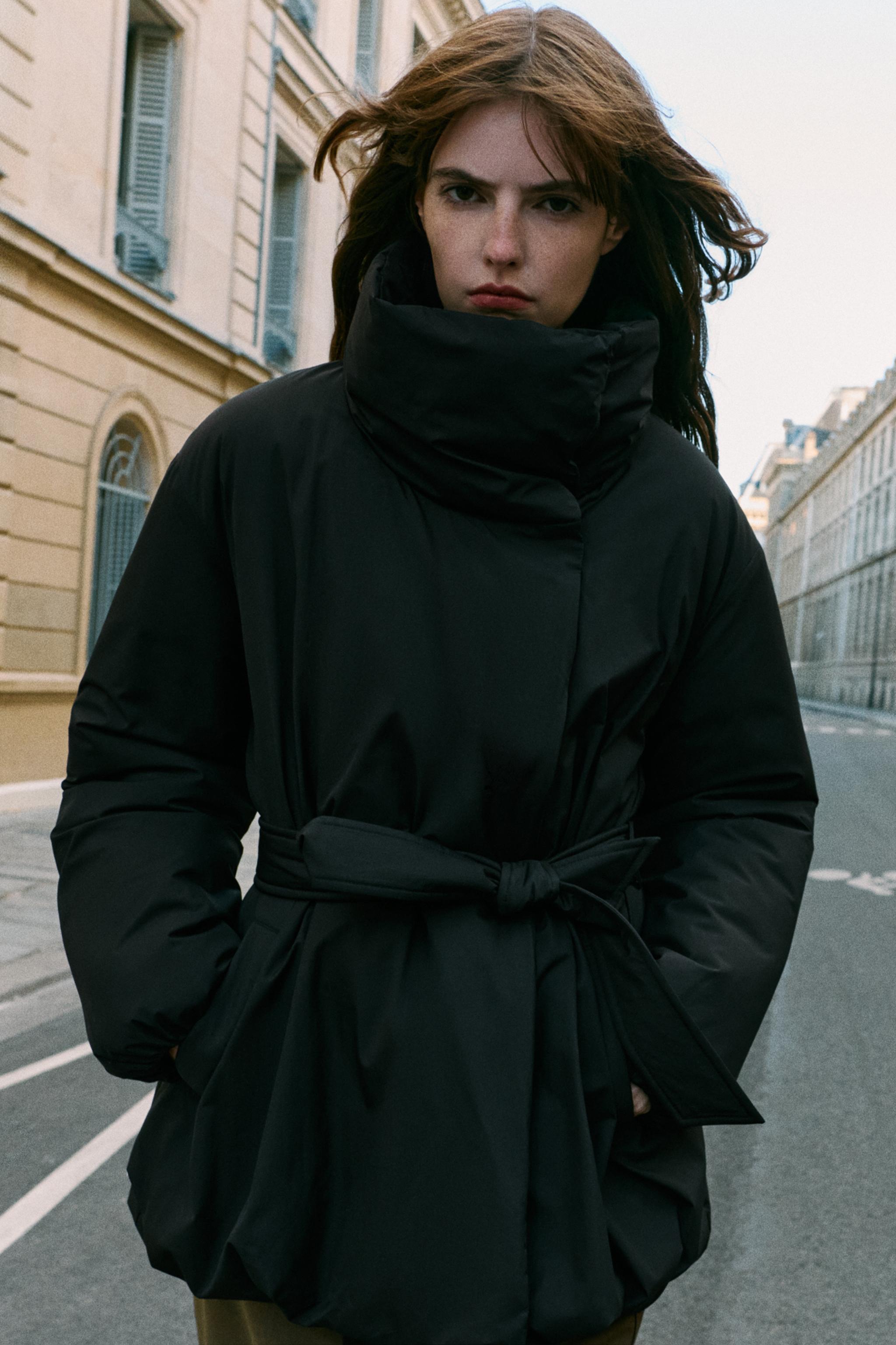 ベルト付きキルティングアノラック - ブラック | ZARA Japan / 日本