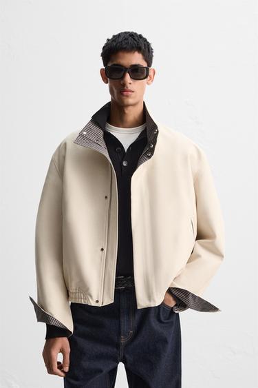 ג'קט Bomber משולב - LIMITED EDITION - חול של Zara
