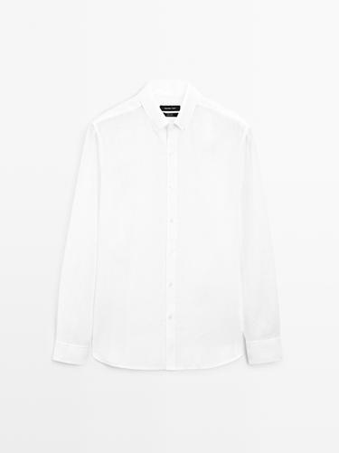 Zara 100% linen regular fit shirt - White
