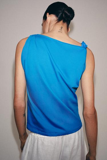 T-SHIRT DRAPÉ SANS MANCHES - Bleu électrique de Zara - Image 2