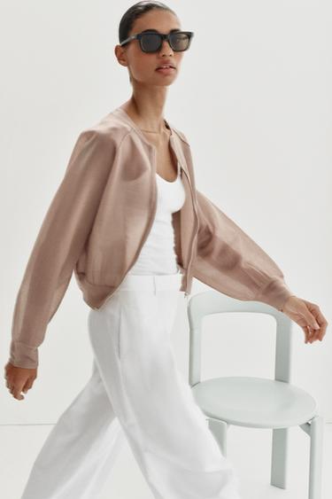 BOMBER EN MAILLE - Beige rosé de Zara - Image 7