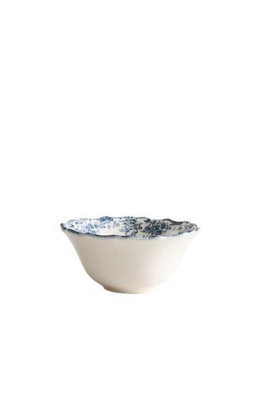 FLORAL EARTHENWARE SNACK BOWL - Blue by Zara