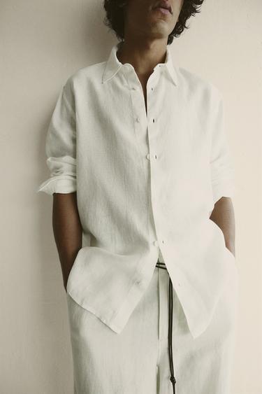 100% LINEN REGULAR FIT SHIRT - White by Zara