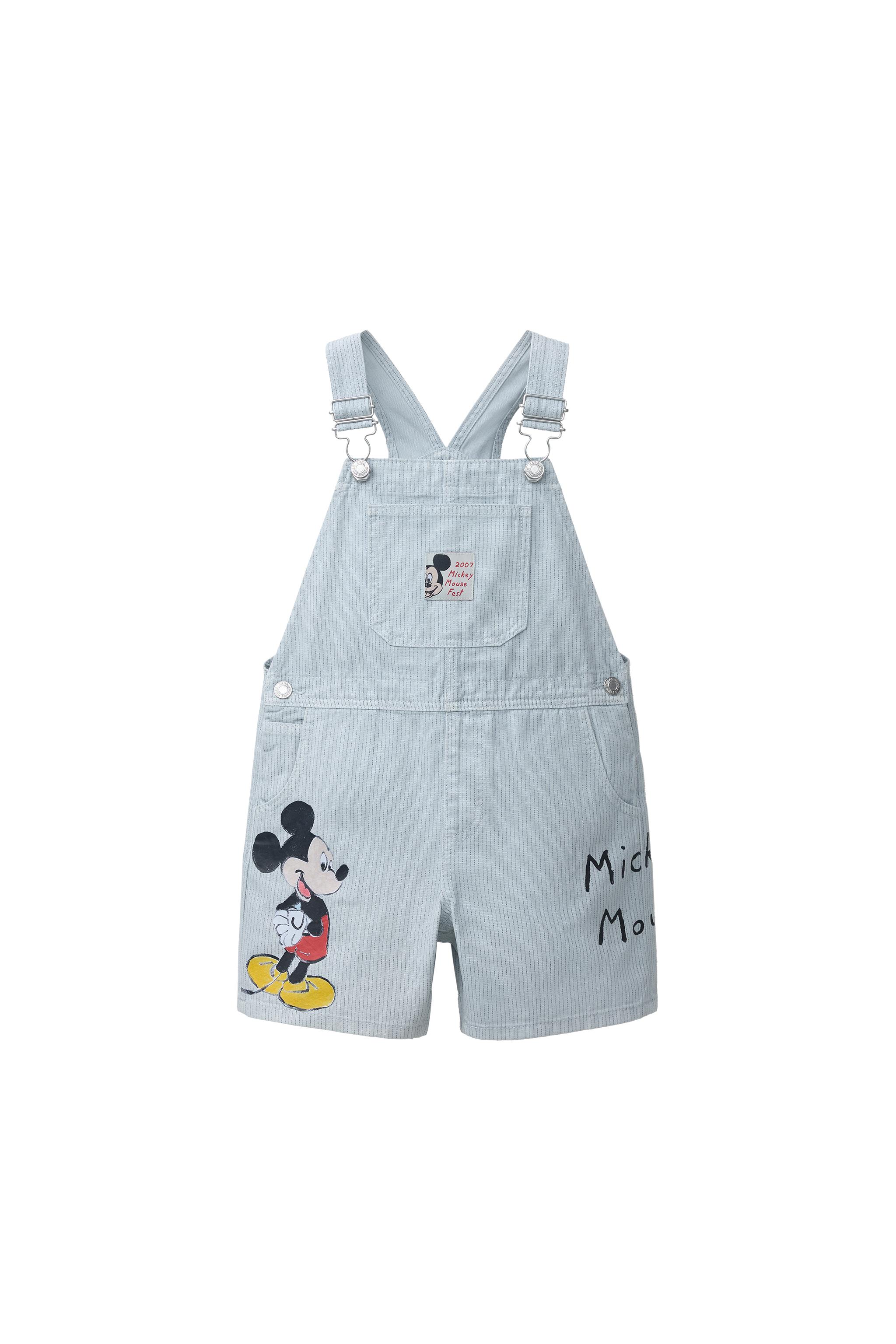 MICKEY MOUSE © DISNEY STRIPED CANVAS DUNGAREES - Light blue | ZARA