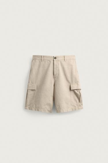 BERMUDA CARGO ALGODÓN - LINO - Beige claro de Zara