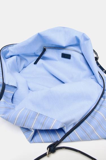 SAC SHOPPER EN TISSU - Bleu de Zara - Image 4