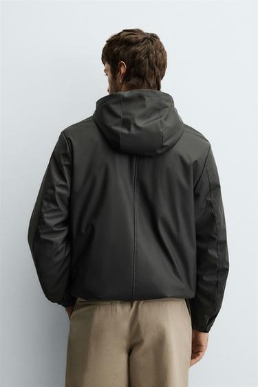 RUBBERISED EFFECT PARKA WITH HOODIE - Black by Zara - Image 2