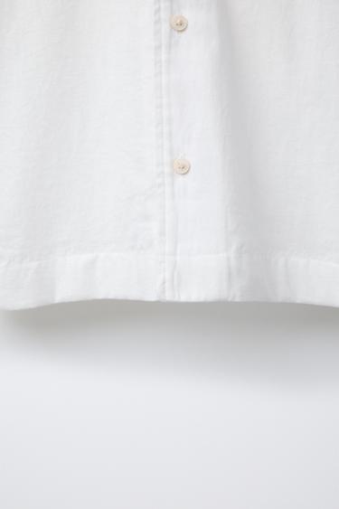 LINEN-COTTON SHIRT - White by Zara - Image 3