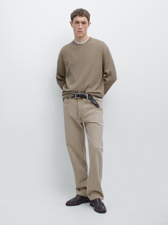 Cotton blend cable-knit sweater