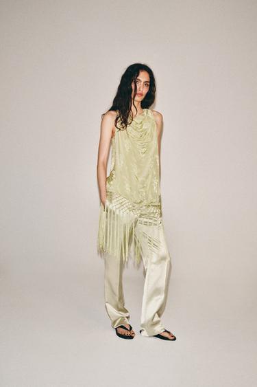 Top de punto con flecos jacquard ZW Collection