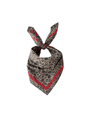 SQUARE ANIMAL PRINT BANDANA - Sand by Zara - Image 0