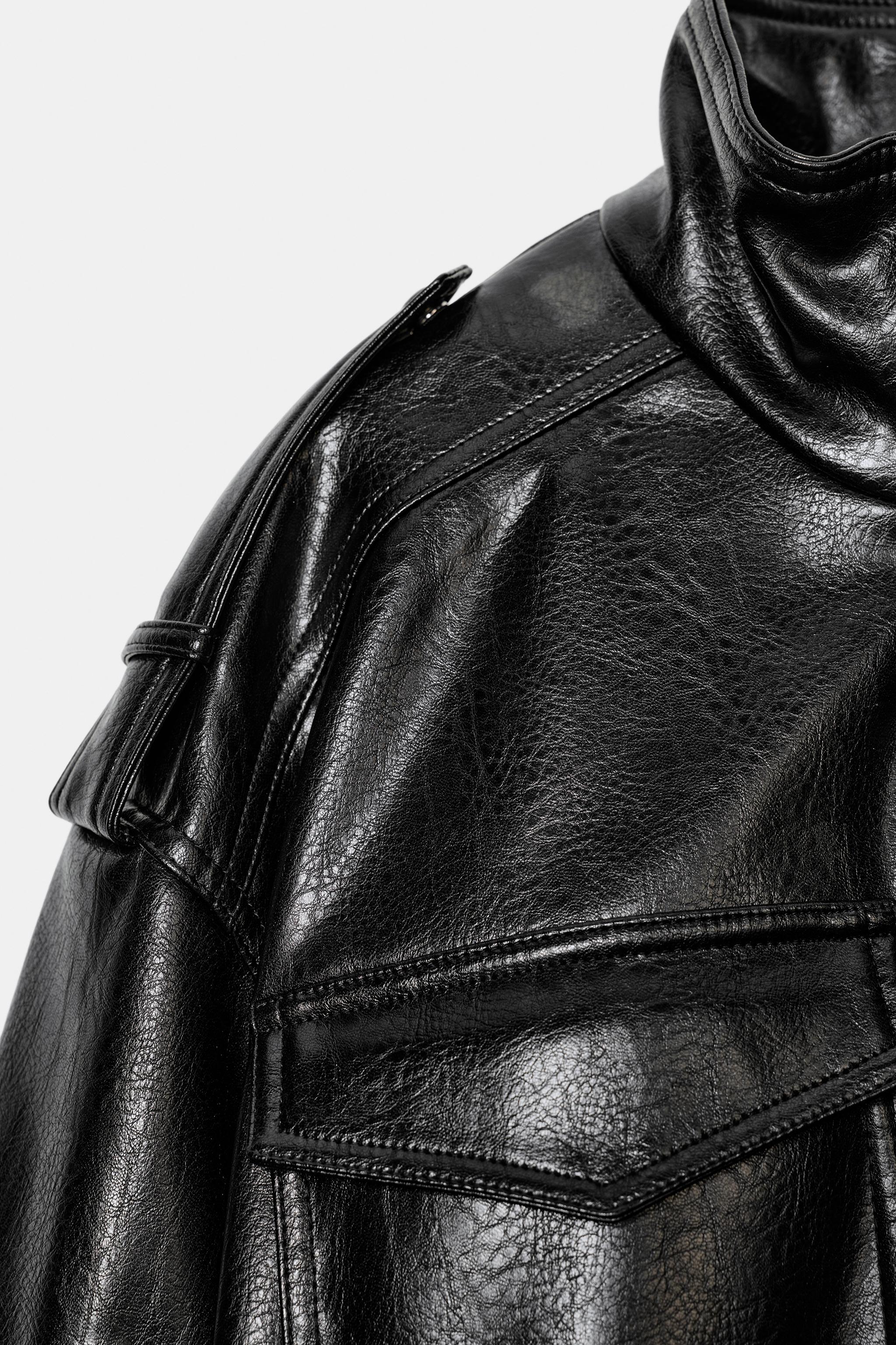 ストラップ付きフェイクレザージャケット - ブラック | ZARA Japan / 日本