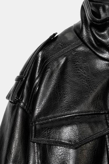 BLOUSON EN MATIÈRE SYNTHÉTIQUE AVEC PATTES - Noir de Zara - Image 8