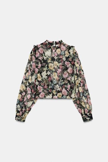 BLOUSE À VOLANTS ET IMPRIMÉ FLORAL - Multicolore de Zara - Image 7